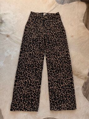 Maeve/Anthropologie Leopard Waistband Detail Pants - Black & Tan